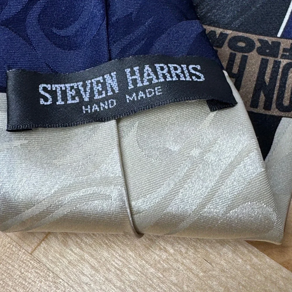 Steven Harris Mens On A Mission From God Navy Blue Graphic Novelty‎ Necktie